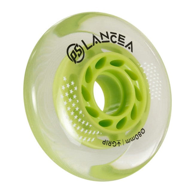 Powerslide Lancea Grip Hockey Indoor Inline Wheels White/Green - 4 Pack - Lucky Skates