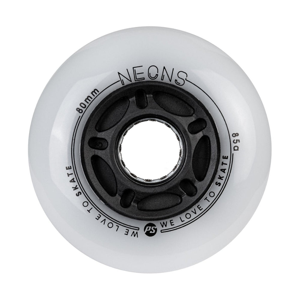 Powerslide Neons LED Inline Skate Wheels 80mm 85A White - Lucky Skates