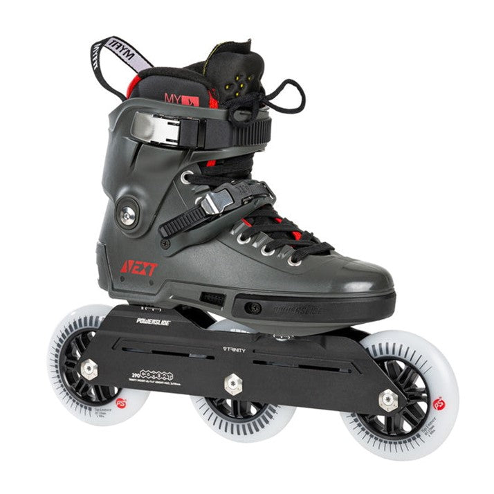 Powerslide Next Charcoal Grey Red 110 Inline Tri Skates - Lucky Skates