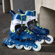 Kids Adjustable Powerslide One Khaan Junior LTD Deep Blue Green Inline Skates - Lucky Skates