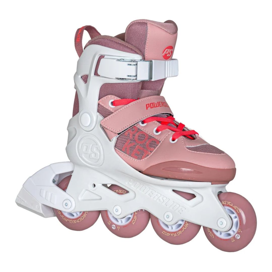 Powerslide Kids Adjustable Inline Skates Mushroom Mauve White - Lucky Skates 