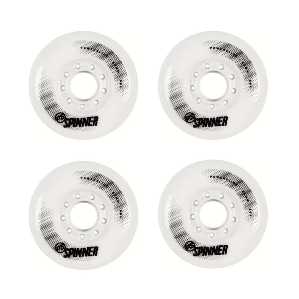 Powerslide Spinner White Inline Wheels 80mm 88A - 4 Pack - Lucky Skates 