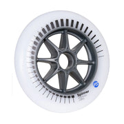 Powerslide Spinner White Inline Wheels 125mm 88A Grey Hub - Lucky Skates 