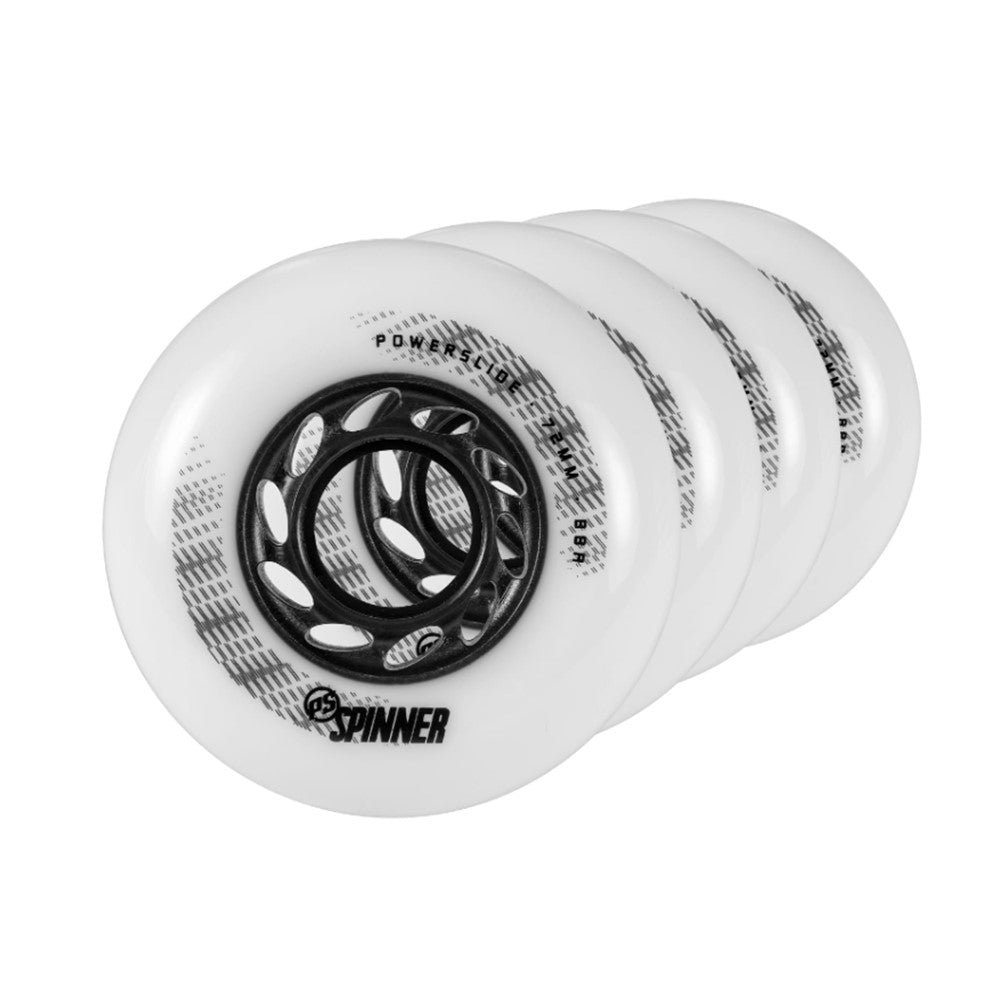 Powerslide Spinner White Inline Wheels 72mm 88A - 4 Pack - Lucky Skates