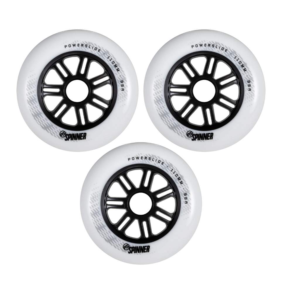 Powerslide Spinner White Inline Tri Skate Wheels 110mm 88A 3 Pack - Lucky Skates 
