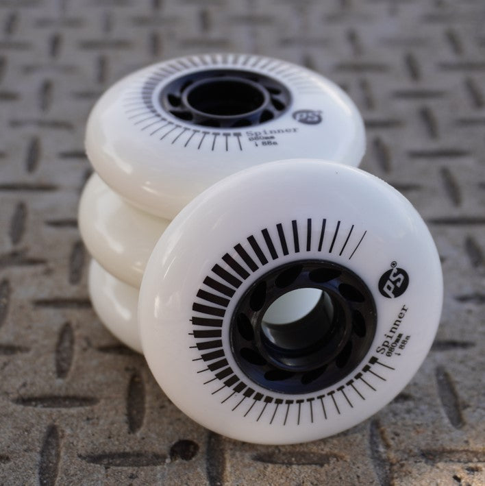 Powerslide Spinner White Inline Wheels 88A 80mm - 4 Pack - Lucky Skates