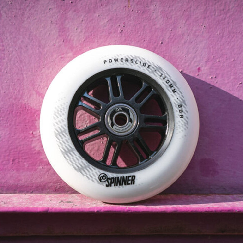 Powerslide Spinner White Inline Wheel 110mm 88A - Lucky Skates