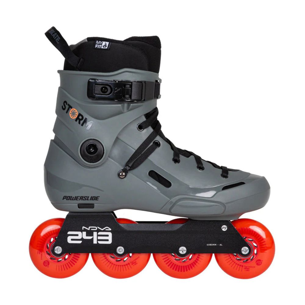 Powerslide Storm Meteor Grey/Red 80mm Inline Skates 243 Myfit Liner - Lucky Skates 