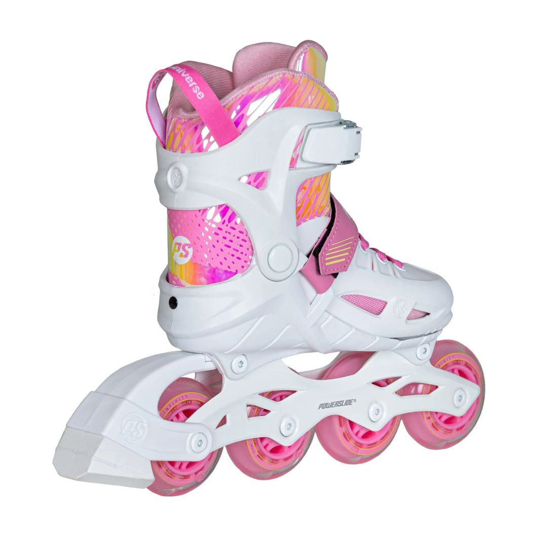Powerslide Universe 4W Pink II Adjustable Kids Inline Skates White Pink 4 Wheel - Lucky Skates 