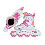 Powerslide Universe 4W Pink II Adjustable Kids Inline Skates White Pink 4 Wheel - Lucky Skates 