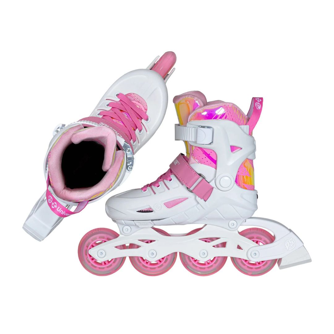 Powerslide Universe 4W Pink II Adjustable Kids Inline Skates White Pink 4 Wheel - Lucky Skates 