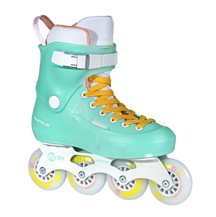 Powerslide Zoom Baby Blue 80 Inline Skates Teal Yellow - Lucky Skates