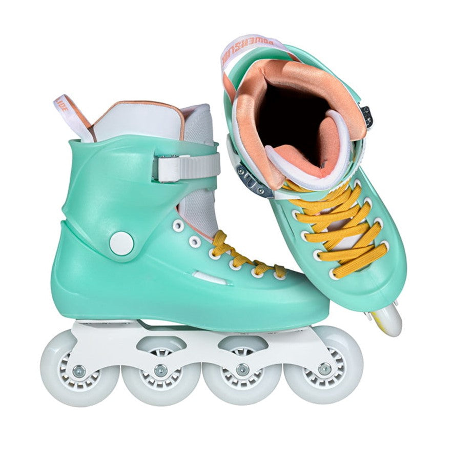Powerslide Zoom Baby Blue 80 Inline Skates Teal Yellow - Lucky Skates