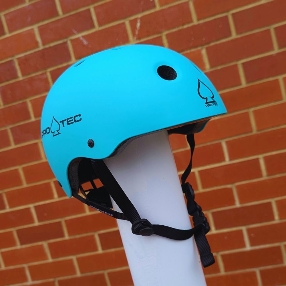 Pro-Tec Junior Classic Fit Certified Skate Helmet Matte Teal Aqua Adjustable Dial - Lucky Skates 