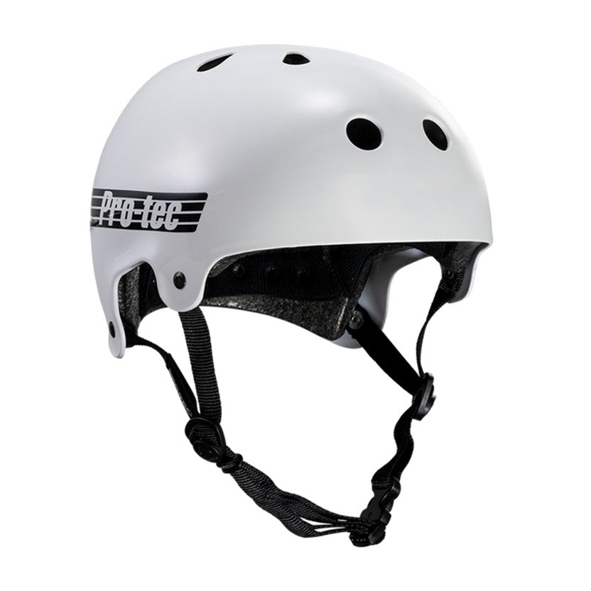 Pro-tec Old School Classic Skate Helmet Gloss White Certified - Lucky Skates