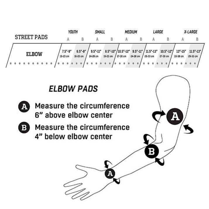 protec elbow pad size chart 