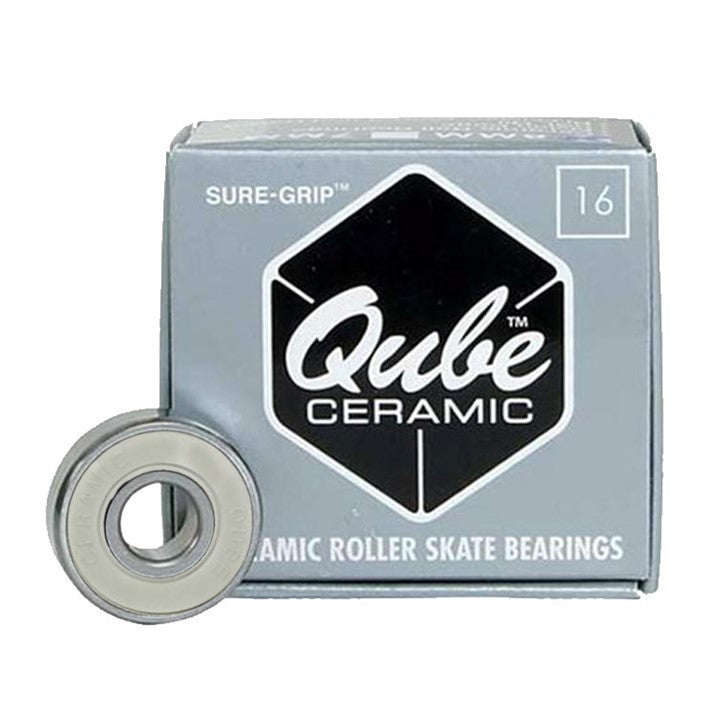 Qube Ceramic Grey Skate Bearings 16 Pack Grey - Lucky Skates