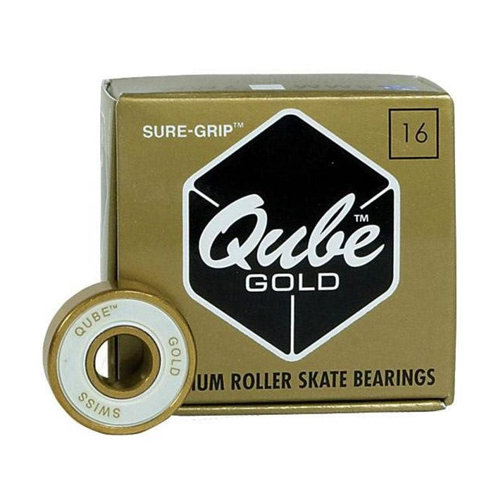 Qube Gold Swiss Skate Bearings (16 Pack) - Lucky Skates