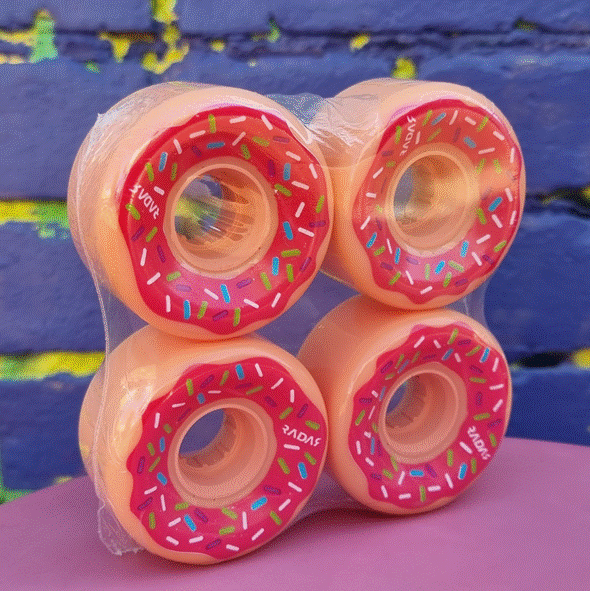 Radar Donut Outdoor Roller Skate Wheels 62mm 78A Peach Pink 4 Pack - Lucky Skates