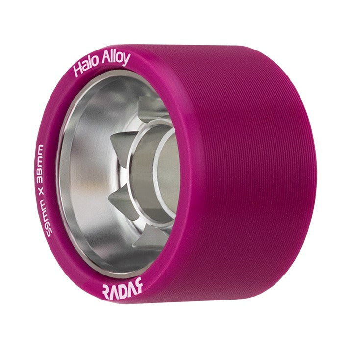 Radar Halo Alloy Fuchsia Purple Indoor Roller Skate Wheels 59mm 97a 4 Pack Alloy Hub - Lucky Skates