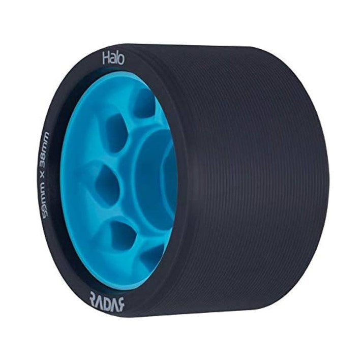 Radar Halo Blue Indoor Roller Derby Wheels 95a 59mm 4 Pack Black Blue - Lucky Skates
