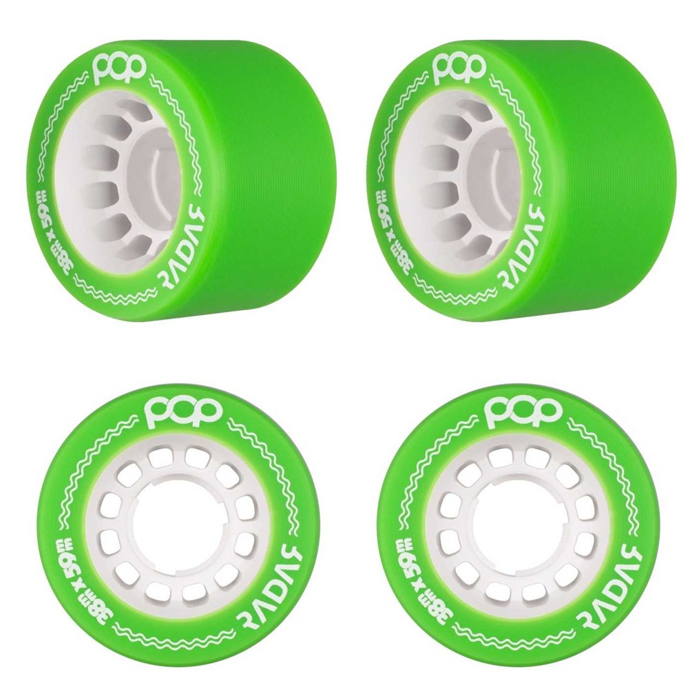 Radar Pop Green Indoor Roller Skate Wheels 59mm 95A - 4 Pack - Lucky Skates