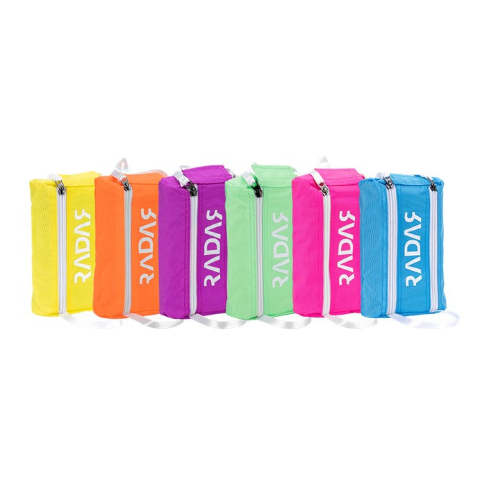 roller skate wheel bag in yellow, orange, purple, green, pink, blue 