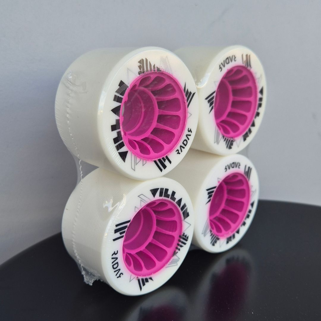 Radar Villain White Hybrid Roller Skate Wheels White Purple 84a 59mm 4 Pack  - Lucky Skates