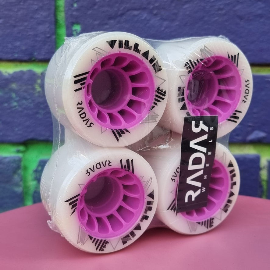 Radar Villain White Hybrid Roller Skate Wheels 59mm 84A - 4 Pack - Lucky Skates