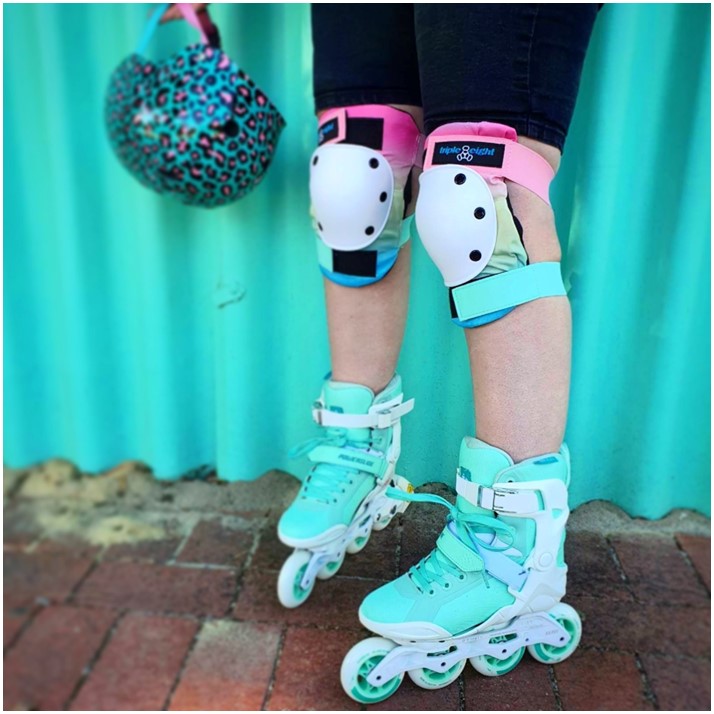 teal aqua inline skates