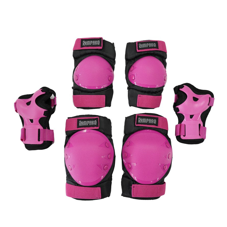 Rampage Tripack Padding Set Pink -  Knee Pads / Elbow Pads / Wrist Guards - Lucky Skates