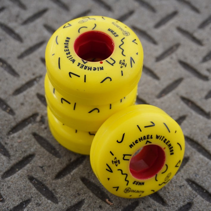 Red Eye Witzemann Childhood Yellow Aggressive Inline Wheels 55mm 90A  4 Pack - Lucky Skates
