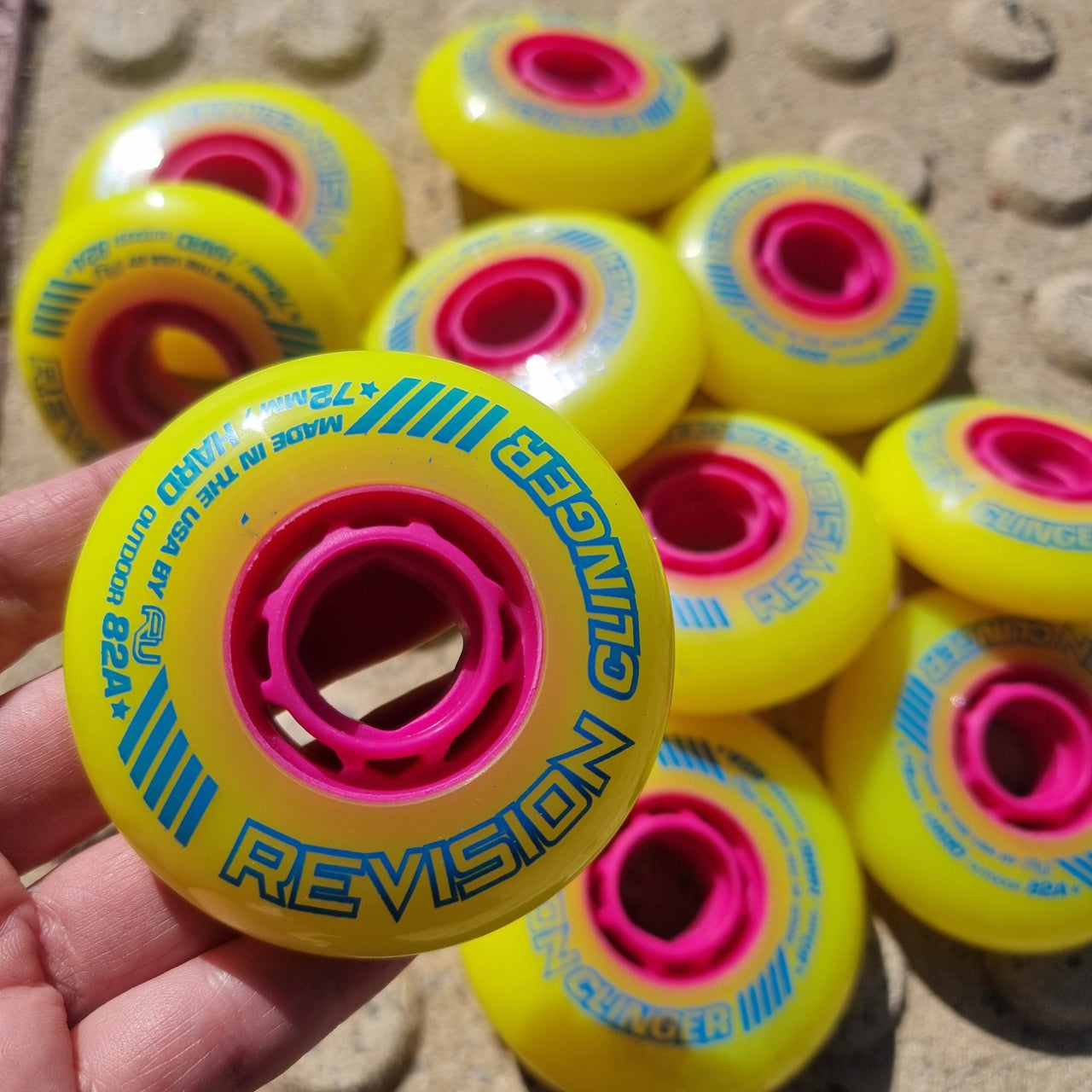 Revision Clinger Yellow Inline 72mm, 76mm, 80mm Wheel 82A - 4 Pack - Lucky Skates