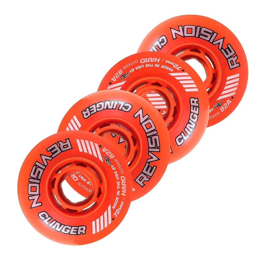 Revision Clinger Orange Outdoor Inline Roller Hockey Outdoor Wheel 72mm 82a - 4 Pack - Lucky Skates