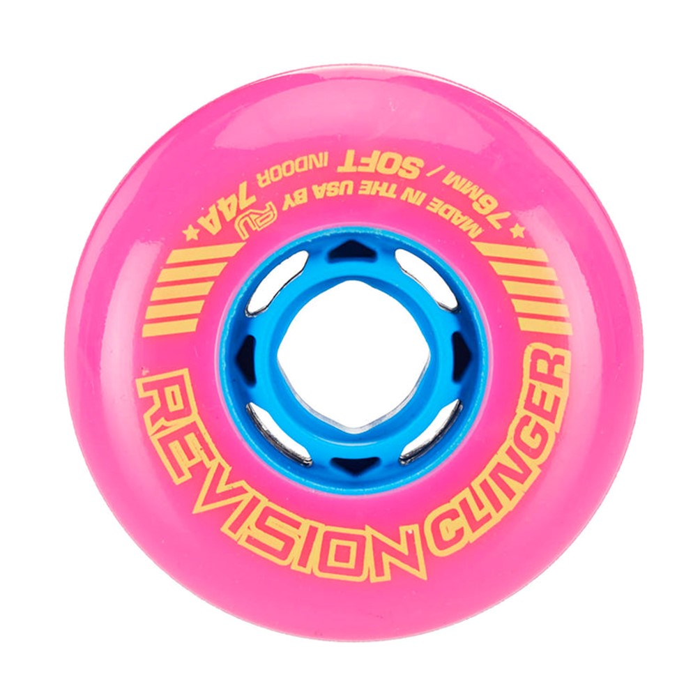 Revision Soft Clinger Indoor Roller Hockey Inline Wheel Pink Yellow Blue 74a 76mm - Lucky Skates