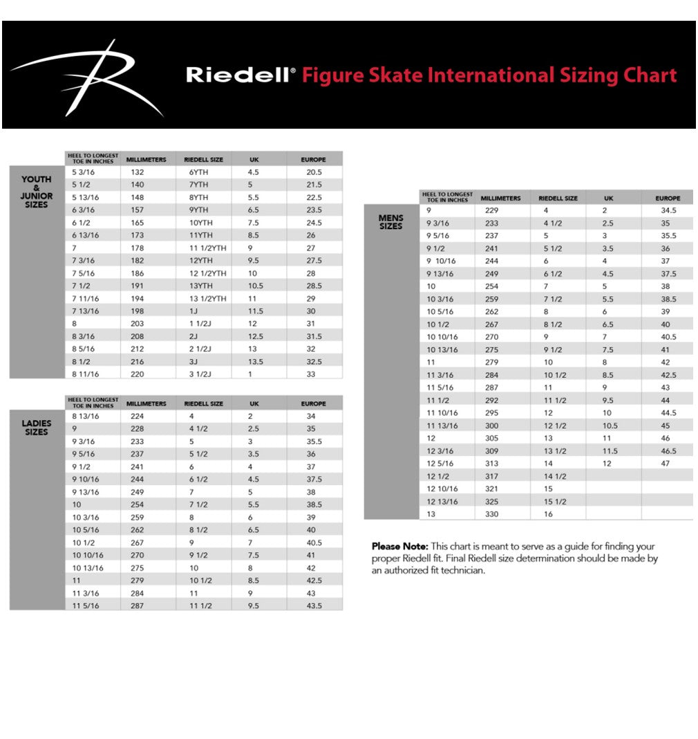 Riedell 111 Roller Skates Size Chart - Lucky Skates