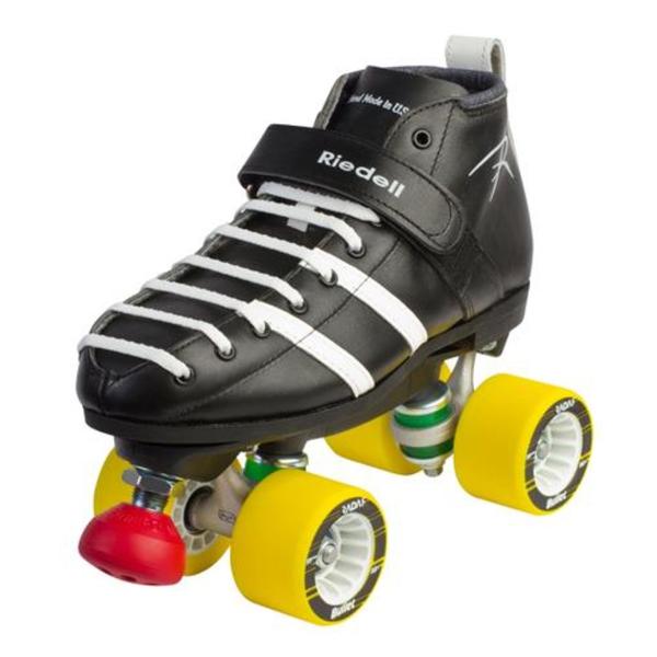 Riedell Vandal Leather Quad Speed Derby Roller Skates Black - Lucky Skates