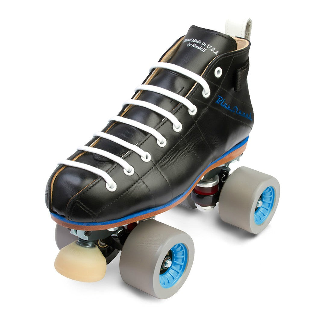 Riedell Blue Streak Reactor Pro Leather Quad Speed Derby Roller Skates Black - Lucky Skates