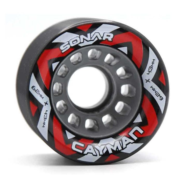 Riedell Cayman Speed Indoor Roller Skate Wheels Black/Red - 8 Pack - Lucky Skates