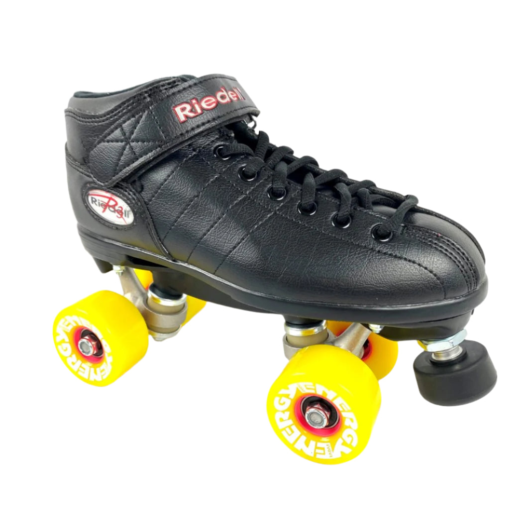 Riedell R3 Outdoor Energy Yellow Quad Roller Skates Black - Lucky Skates