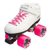 Riedell R3 White Derby Speed Quad Roller Skates - Lucky Skates