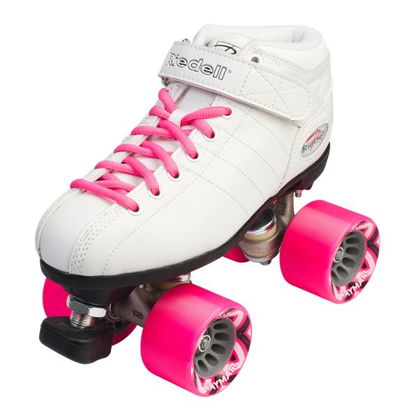 Riedell R3 White Derby Speed Quad Roller Skates - Lucky Skates