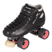 Riedell Solaris Pro Reactor Leather Derby Speed Quad Black Roller Skates - Lucky Skates