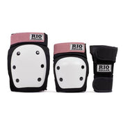 Rio Roller Black Rose Gold Triple Pad Set Knee Pads Elbow Pads Wrist Guards - Lucky Skates