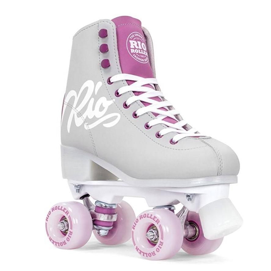 Rio Roller Script Grey Purple High Top Roller Skates - Lucky Skates