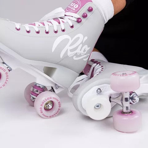 Rio Roller Script Grey and Purple Roller Skates - Lucky Skates