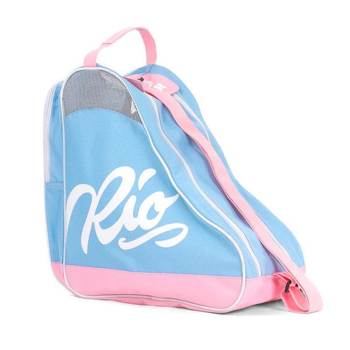 Rio Roller Script Blue and Pink Shoulder Roller Skate Bag, Ice Skate Bag, Inline Skate Bag - Lucky Skates