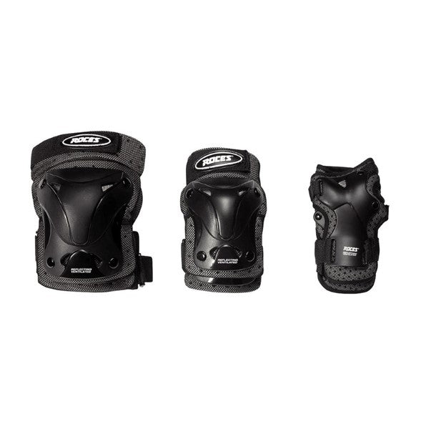 Roces Adult Skate Ventilated Pad Set - Knee Pads / Elbow Pads / Wrist Guards - Lucky Skates