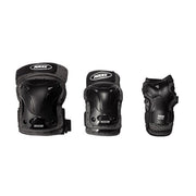 Roces Kids protective Skate Pack, Ventilated Black 3-Pack Skate Padding Set - Knee Pads Elbow Pads Wrist Guards - Lucky Skates