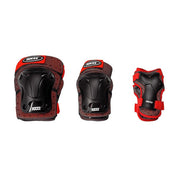 Roces Junior Ventilated Red 3-Pack Pad Set - Knee Pads / Elbow Pads / Wrist Guards - Lucky Skates